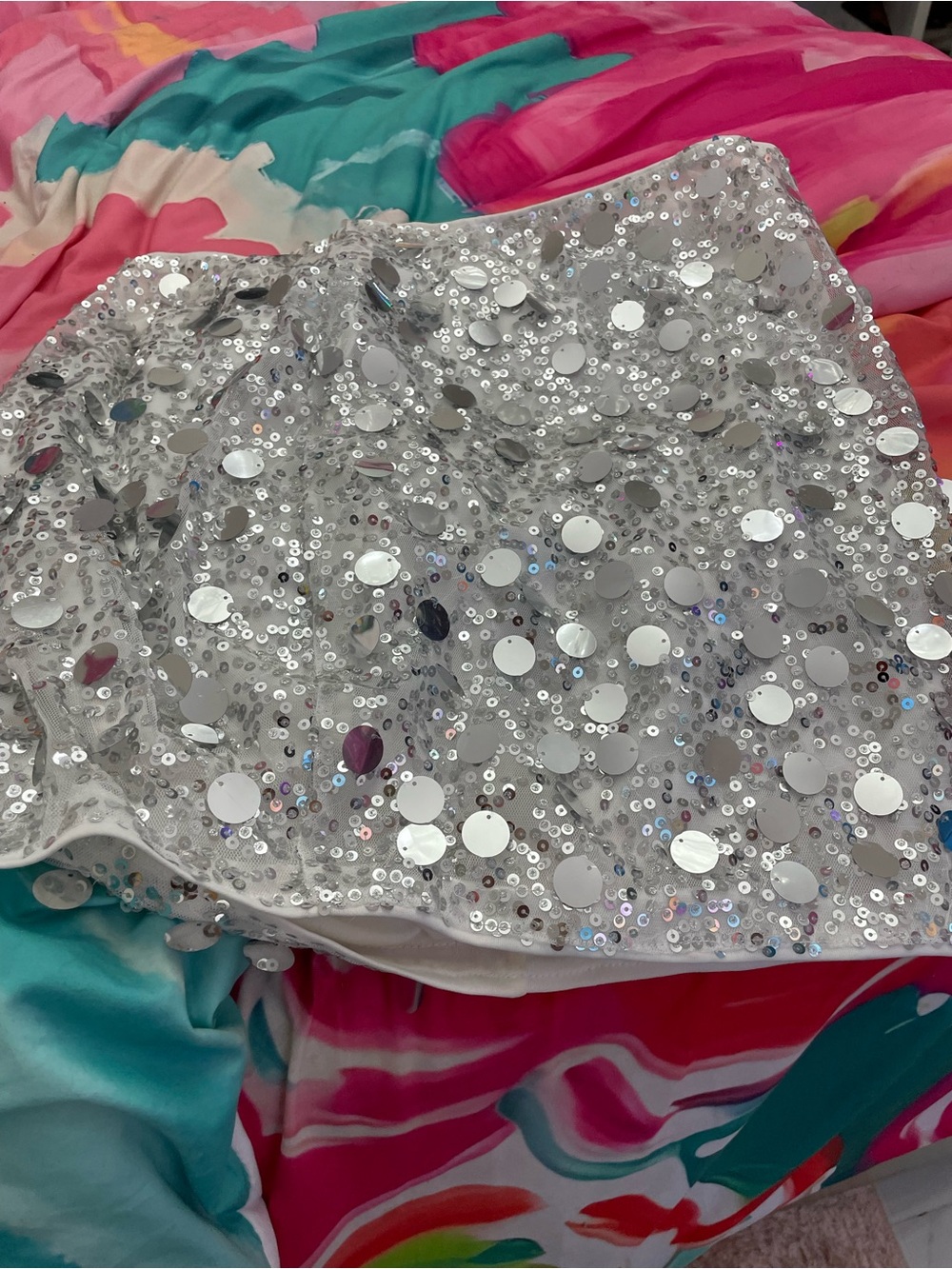 SHEIN Silver Sequin Mini Skirt